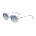 Quadratische Silber-Metall-Sonnenbrille mit blauen Verlaufsgläsern und Netzseitenschutz - Silberner Rahmen Blaue Linsen