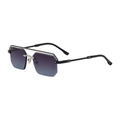 Lunettes de soleil carrées sans monture avec verres dégradés violet-bleu et double pont argent - Monture Laquée Argent Noir Gris Bleu (C7)