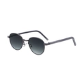 Oval grey gradient sunglasses with dark grey metal frame and translucent ear tips - Gunmetal Frame Green Gray Lens