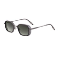 Retro punk square sunglasses for men with gunmetal frame and green gradient lenses - Gunmetal Frame Gray Green Lens