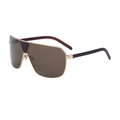 Lunettes de soleil pilote dorées avec verres thé foncé et branches rouges - Monture Or et Thé Verres Thé Foncé (C3)