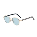 Ovale Mode-Sonnenbrille mit goldenem Metallrahmen und hellblau transparenten Gläsern - C6 Gold Hellgrün