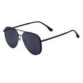 Classic polarized aviator sunglasses for men with black metal frame and dark grey lenses - Black Frame All Gray (C1)