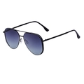 Classic polarized aviator sunglasses with black metal frame and blue gradient lenses - Black Double Gray (C2)
