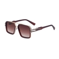 Retro square sunglasses for men featuring gradient brown lenses and a golden double bridge - Gold Frame Gradual Brown (C3)