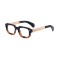 Men's square sunglasses with black amber frames and gold arrow-embossed temples - Black Brown Gradient Gold (C6)