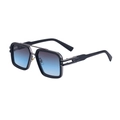 Square frame sunglasses with black frame, blue-brown gradient lenses and double bridge - Gunmetal Frame Blue Brown Gradual (C5)