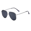 Classic silver aviator sunglasses with dark polarized lenses and metal frame for men - Silver All Gray (C4)