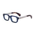Blue square frame sunglasses with silver arrow metal temples and tortoiseshell tips - Transparency Blue Silver (C7)