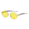 Lunettes de soleil octogonales à monture métallique argentée et verres jaunes vifs - Monture Nickel Blanc Verres Jaunes