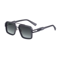 Men's vintage square frame sunglasses with grey gradient lenses and double bridge - Gunmetal Frame Grey Green Lens (C4)