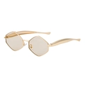 Lunettes de soleil hexagonales à monture métallique dorée et verres teintés marron - C7 Or brillant champagne