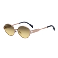Oval copper gold metal sunglasses with vintage filigree and gradient amber lenses - Light Coffee Gold Frame Gray Yellow