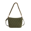 Dark green Matelasse quilted leather bucket bag with gold-tone chain shoulder strap - Green