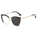 Gafas de sol cat-eye fotocromáticas con montura negra y dorada para protección solar - C1 Negro Brillante a Gris