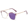 Gafas de sol ojo de gato con montura transparente y patillas doradas - C3 Morado Blanco Cambia a Morado