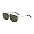 Classic pilot square sunglasses with dark green lenses and tortoise shell accents - Tortoise Gold Frame G15 Green Lens (C5)