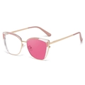 Gafas de sol cat-eye de metal dorado con lentes rosas y patillas modernas para mujer - C4 Rosa Blanco Cambia a Rosa