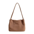 Brown corduroy bucket bag with pleated texture and stylish logo patch detail - Khaki