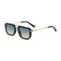 Retro black and gold square sunglasses with blue-yellow gradient lenses for men - Shiny Black Gold Frame Green Yellow Lens (C10)