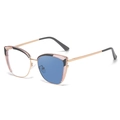 Cat-eye photochromic glasses with rose gold frame and transparent pink accents - C5 Gray Blue Turn Blue