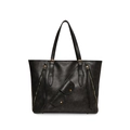 Borsa tote nera in PU con tasca a forma di occhiali e cerniere lunghe con nappe eleganti - Nero