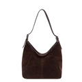 Borsa hobo marrone scuro in pelle scamosciata opaca con tracolla regolabile stile retrò - Marrone Scuro