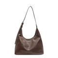 Donkerbruine vintage lederen hobo-tas met brede schouderriem en zilveren merklogo - Bruin