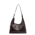 Minimalistische grote donkerbruine leren hobo tas met verstelbare riem en matte afwerking - Bruin