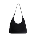 Zwarte nylon schoudertas met verstelbare riem en een strakke, minimalistische look - Zwart Fluweel