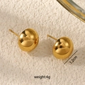 Orecchini a perno a semisfera dorati lucidi in acciaio inossidabile diametro 1,2 cm - Tondo Piccolo (Convesso) / Oro