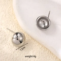 Orecchini a sfera irregolari minimalisti in finitura argento lucido, misura 1,2 cm - Tondo Piccolo (Convesso) / Color Acciaio
