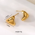 Polished 18k gold plated stainless steel teardrop stud earrings, size 1.4cm x 1.4cm - Small Triangle (Convex) / Gold