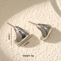Silver geometric triangle stud earrings in stainless steel, measuring 1.4cm and weighing 4g - Small Triangle (Convex) / Steel