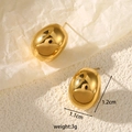 Polished 18k gold teardrop earrings in minimalist geometry with 1.2cm size - Oval (Convex) / Gold