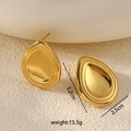 Goldene Tropfenohrringe aus poliertem Titanstahl mit Maßen von 3,2 cm mal 2,5 cm - Doppellagiger Wassertropfen Konkav / Gold