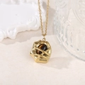 Collar de acero de titanio chapado en oro de 18k con colgante de piedra natural ojo de tigre - Colgante de Piedra Natural Envuelto Irregular - Ojo de Tigre