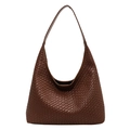 Dunkelbraune geflochtene Hobo-Schultertasche mit feiner Intrecciato-Lederstruktur - Braun