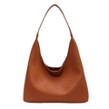 Große braune geflochtene Hobo-Schultertasche mit Intrecciato-Handwerk und viel Platz - Braun