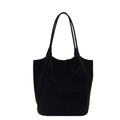 Grande borsa tote nera minimalista in finto scamosciato con sottili tracolle - Nero