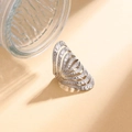 Anello largo irregolare in acciaio inossidabile con rilievo a pois per donne - Color Acciaio