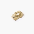 Vintage 14K gold plated irregular pendant with white stone and crystal accent - Vintage Textured Shield With White Oval Stone