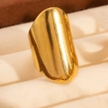 Anello a scudo largo in acciaio inossidabile lucido finitura oro su portagioie - Stile Aperto Liscia Largo