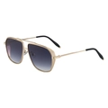 Moderne quadratische Pilotenbrille mit Goldmetallrahmen und Verlaufsgläsern in 3D-Seitenansicht - Goldrahmen Grau Verlaufsgläser (C2 Gold Doppel Grau)
