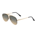Classic gold pilot sunglasses with grey to orange gradient lenses and metal frame - Shiny Gold Frame Green Yellow Lens(C5)