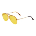 Classic gold metal aviator sunglasses featuring bright yellow lenses and a double bridge - Shiny Gold Tortoise Frame Night Vision Yellow Lens(C6)