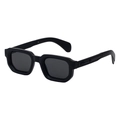Retro matte black square polarized sunglasses with decorative T-shaped relief on frame - Matte Black Frame Full Grey Lens (C4)