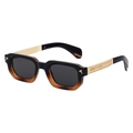 Classic square sunglasses with black-brown gradient frames and golden arrow details - Black Tortoise Gold Frame Full Grey Lens (C6)