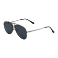 Fashion double bridge pilot sunglasses with silver frames and dark gray lenses - Matte Silver Frame Gray Lens(C9)