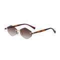 Gafas de sol sin montura tendencia 2025 lentes marrón degradado con detalles en metal dorado - Carey Té Oscuro Gris
